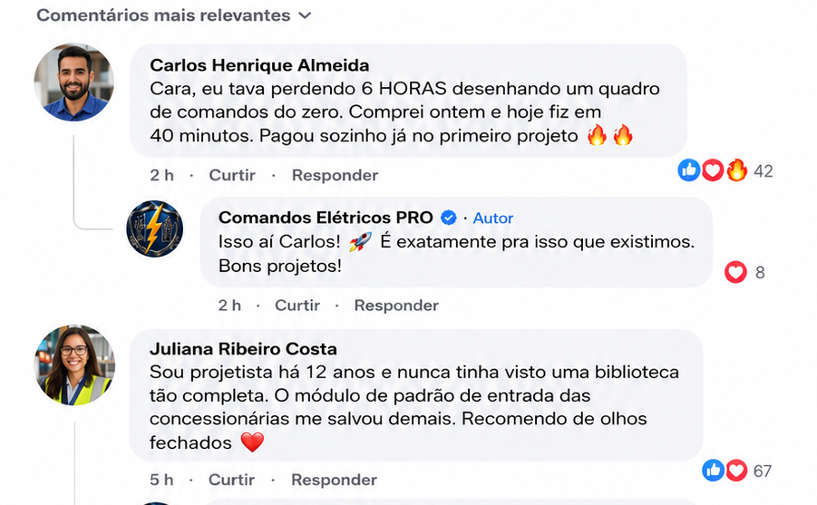 Depoimentos de clientes do Comandos PRO no Facebook 1